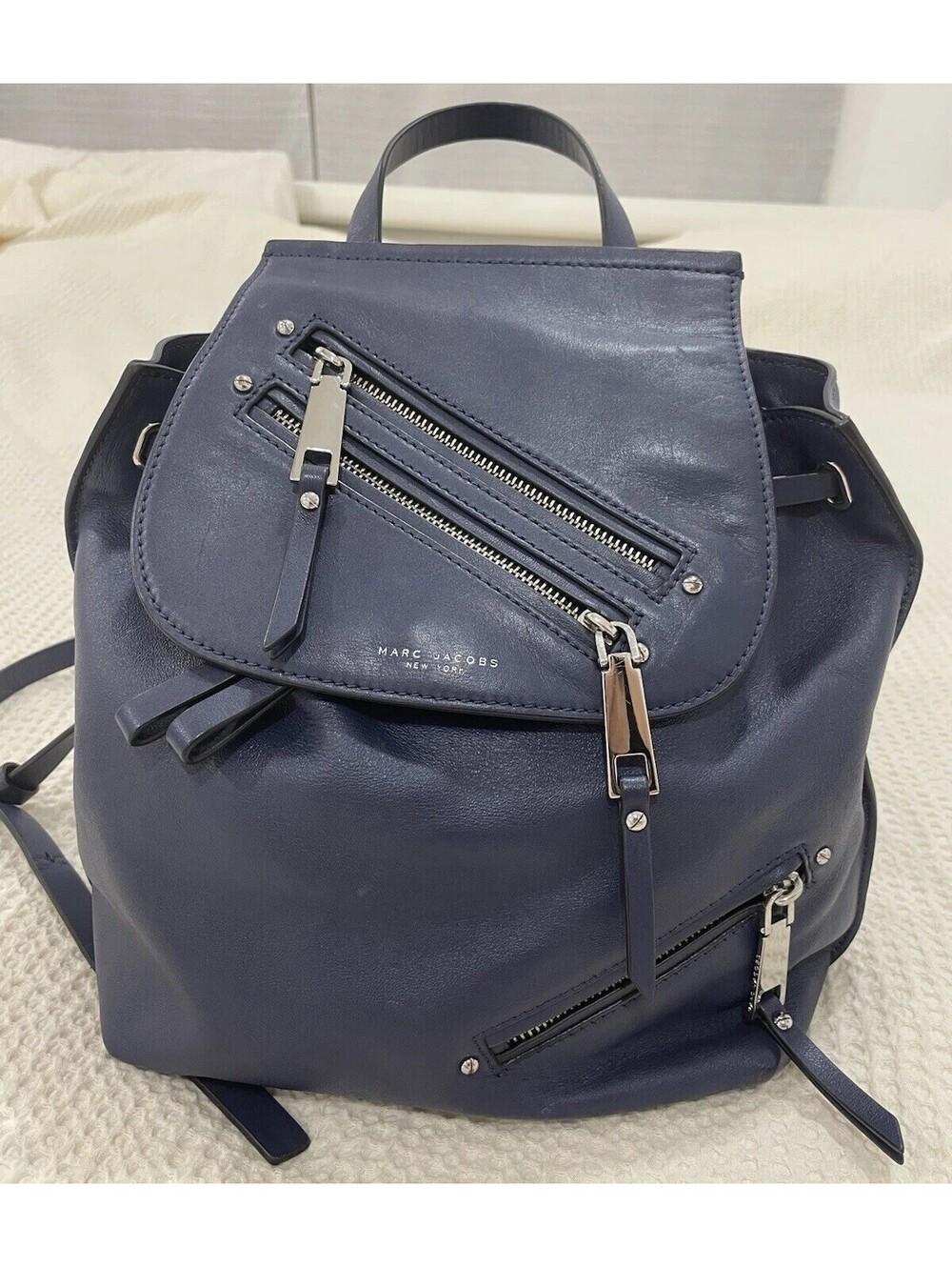 MARC JACOBS Zip Pack Small Leather Backpack Blue M0010061 Women’s Bag